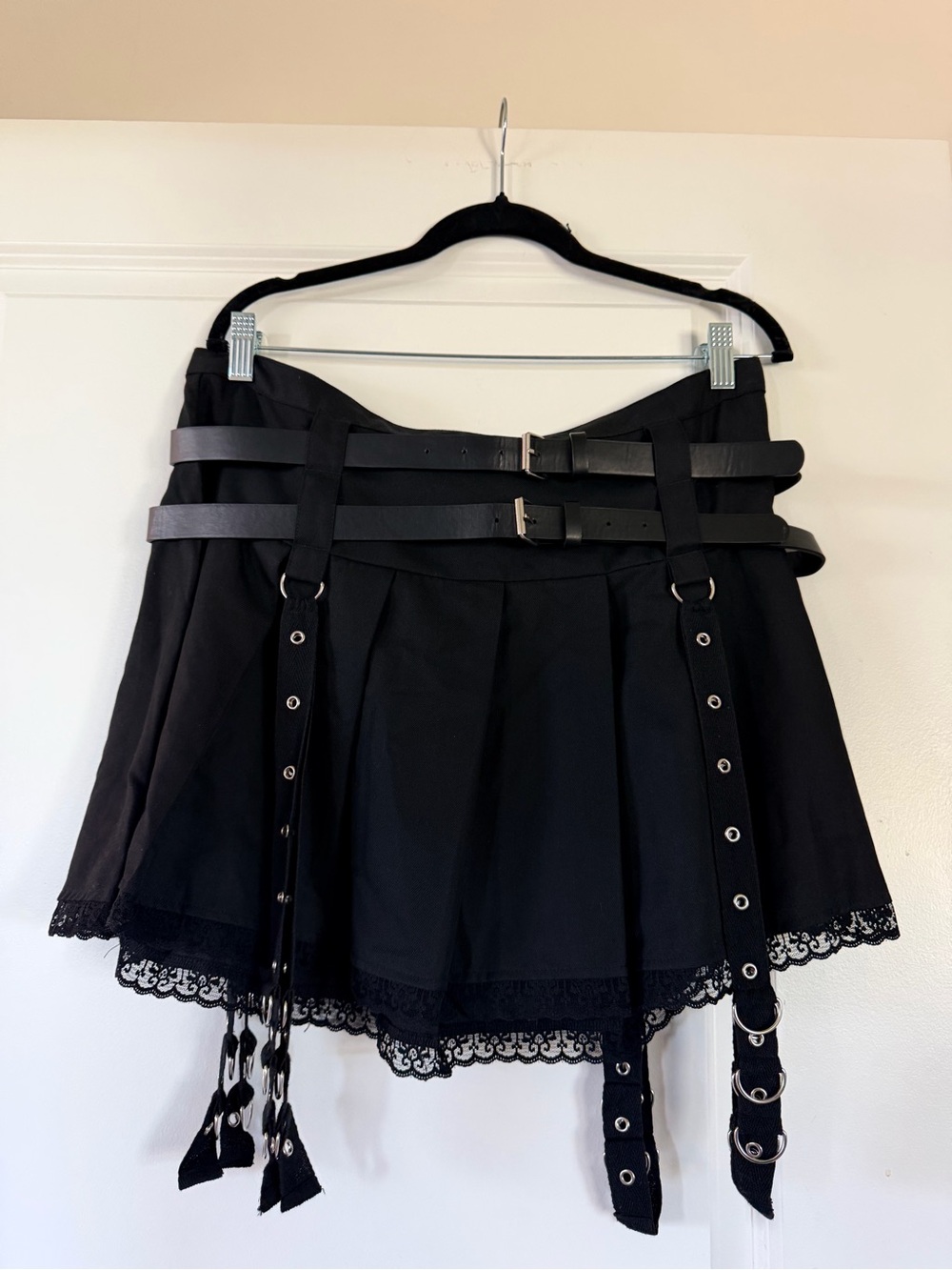 WOMENS Social Collision Lace Mini Skirt with Buckle Straps